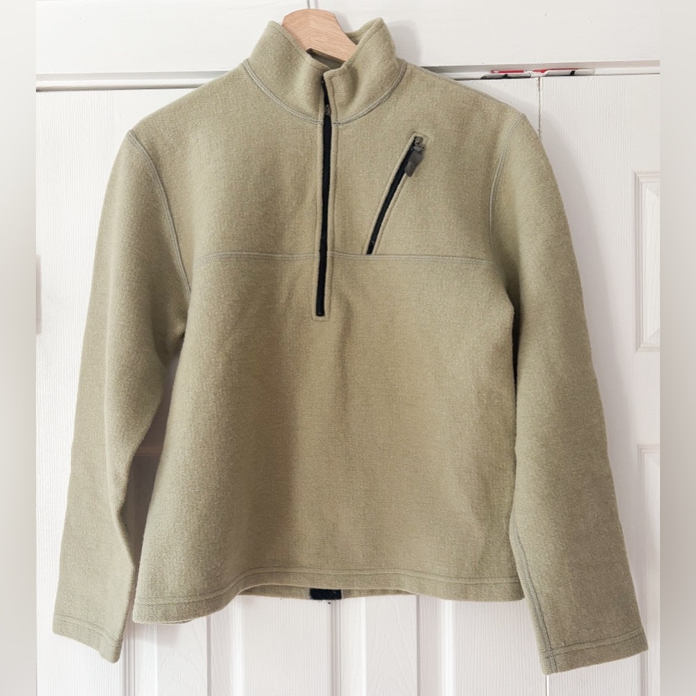 Ibex Merino Wool Olive Green Quarter-Zip Pullover Est. Small / Medium EUC